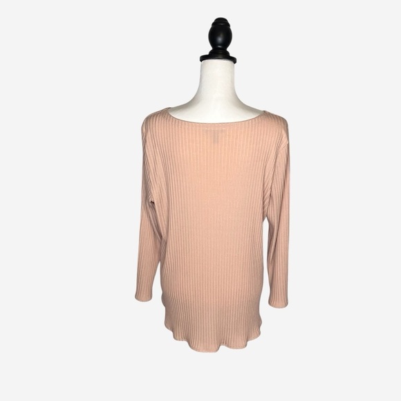 Eileen Fisher Tencel Stretch Rib Bracelet Sleeve Top Size Large Dune - Picture 4 of 10